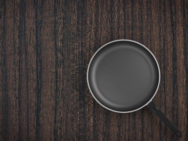 Tablo arka plan üzerinde Üstten Görünüm boş tava