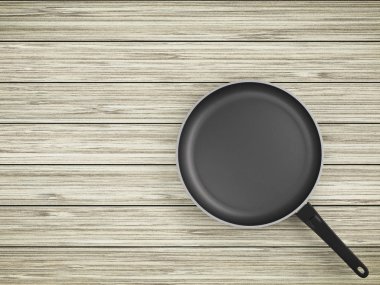 Tablo arka plan üzerinde Üstten Görünüm boş tava