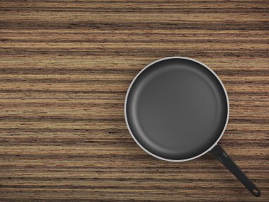 Tablo arka plan üzerinde Üstten Görünüm boş tava