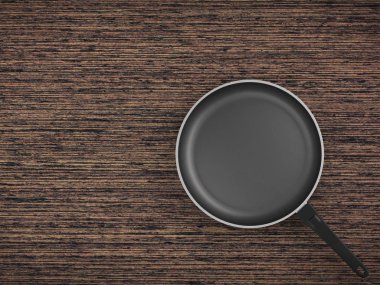 Tablo arka plan üzerinde Üstten Görünüm boş tava