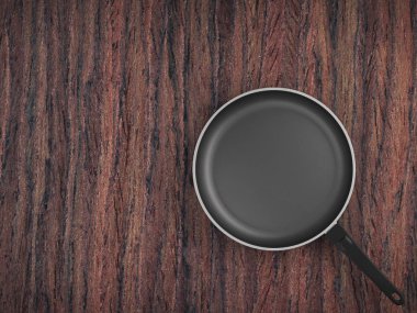 Tablo arka plan üzerinde Üstten Görünüm boş tava