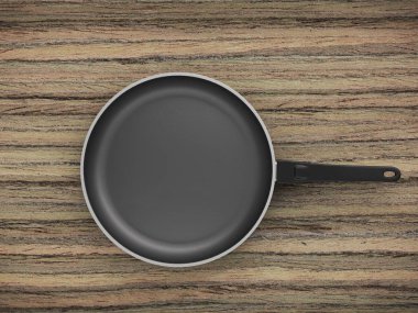 Tablo arka plan üzerinde Üstten Görünüm boş tava