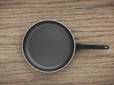 Tablo arka plan üzerinde Üstten Görünüm boş tava