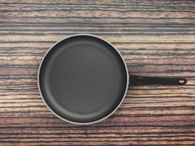 Tablo arka plan üzerinde Üstten Görünüm boş tava