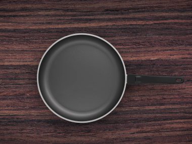 Tablo arka plan üzerinde Üstten Görünüm boş tava