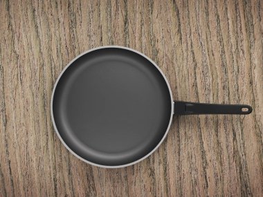 Tablo arka plan üzerinde Üstten Görünüm boş tava