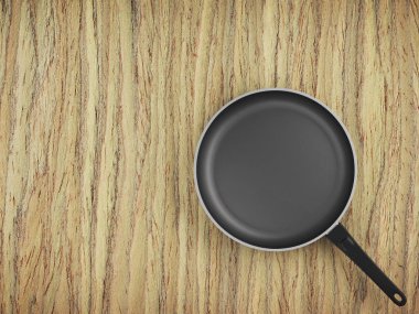 Tablo arka plan üzerinde Üstten Görünüm boş tava