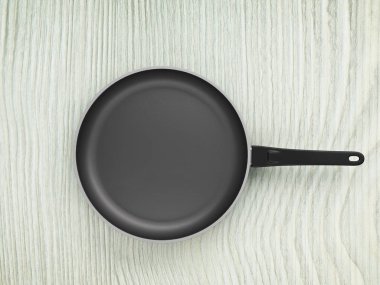 Tablo arka plan üzerinde Üstten Görünüm boş tava