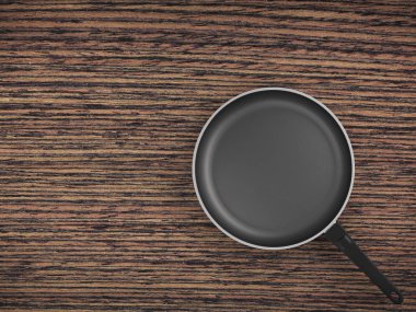 Tablo arka plan üzerinde Üstten Görünüm boş tava