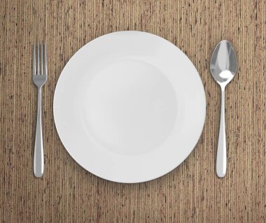 Üstten Görünüm boş tabak üzerinde tablo arka planı