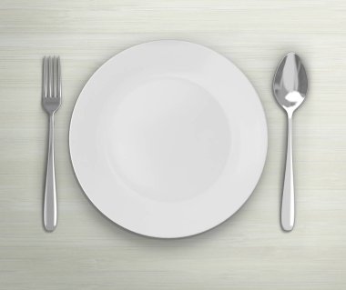 Üstten Görünüm boş tabak üzerinde tablo arka planı