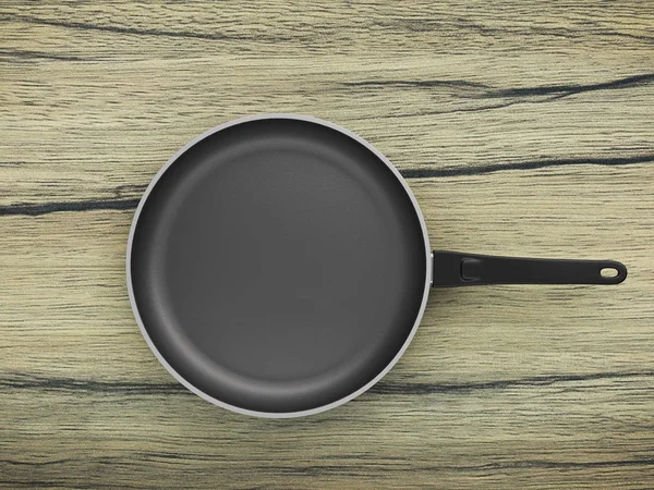 Top View Empty Pan On Table Background — Stock Photo, Image