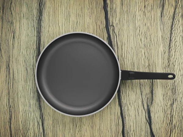 Top View Empty Pan On Table Background — Stock Photo, Image