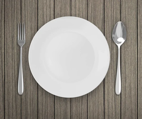 Üstten Görünüm boş tabak üzerinde tablo arka planı