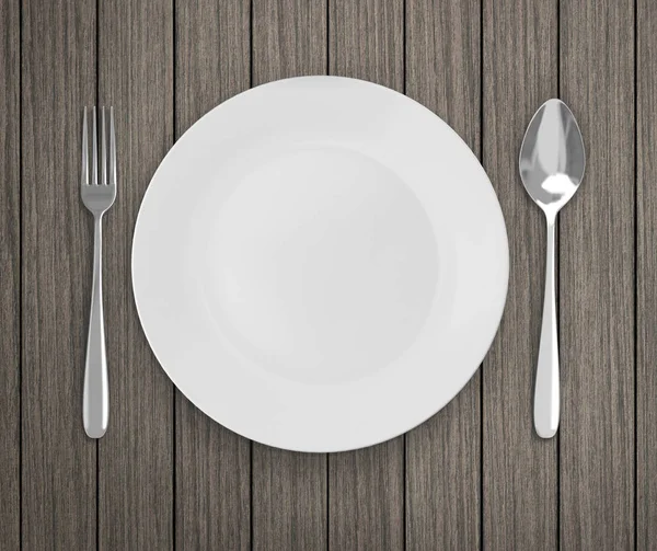 Üstten Görünüm boş tabak üzerinde tablo arka planı