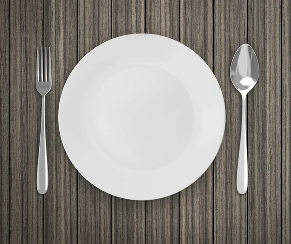 Üstten Görünüm boş tabak üzerinde tablo arka planı