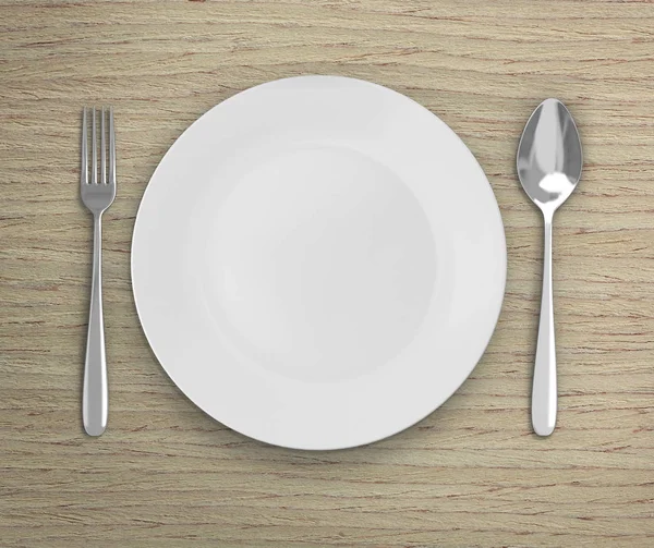 Üstten Görünüm boş tabak üzerinde tablo arka planı