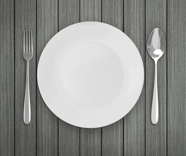 Üstten Görünüm boş tabak üzerinde tablo arka planı