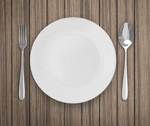 Üstten Görünüm boş tabak üzerinde tablo arka planı