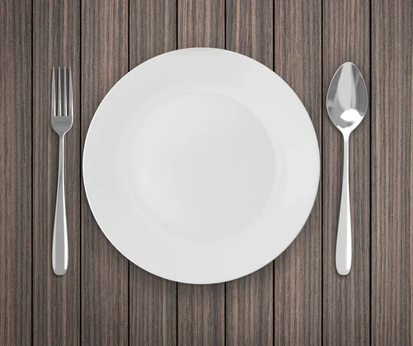 Üstten Görünüm boş tabak üzerinde tablo arka planı