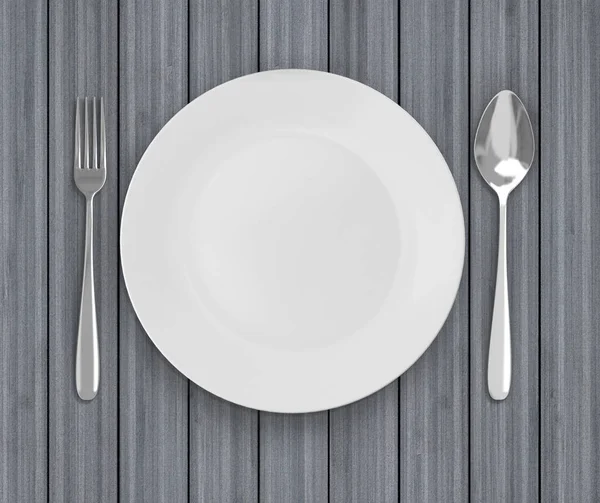 Üstten Görünüm boş tabak üzerinde tablo arka planı