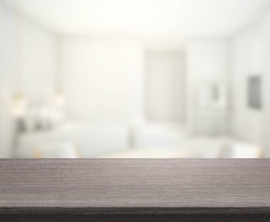 Masa üstü ve bulanıklık arka planda yatak odası