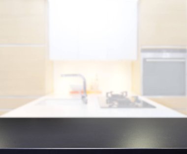 Masa üstü ve arka plan bulanıklık mutfak Oda