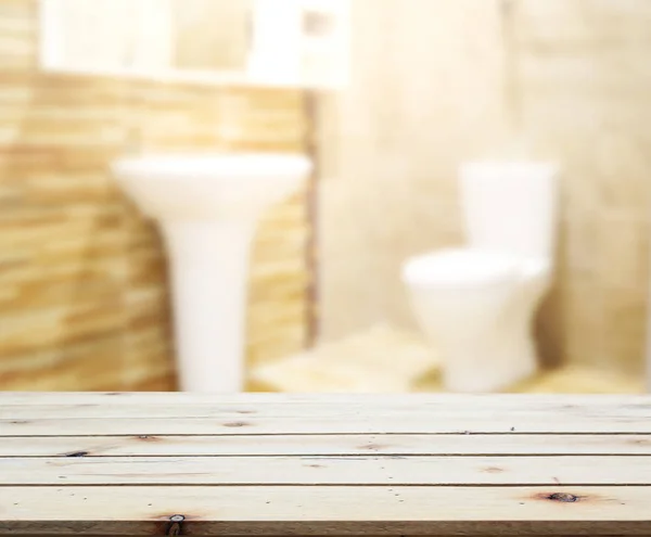Table Top And Blur Bathroom Of Background — Stock Photo, Image