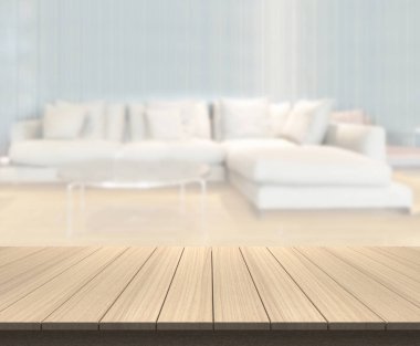 Masa üstü ve arka planın bulanık oturma odası