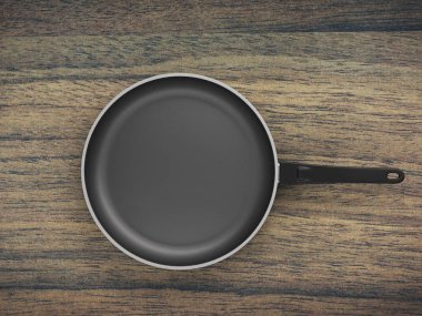 Tablo arka plan üzerinde Üstten Görünüm boş tava