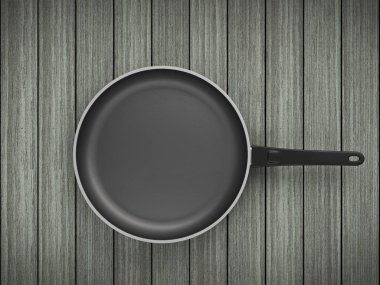 Tablo arka plan üzerinde Üstten Görünüm boş tava