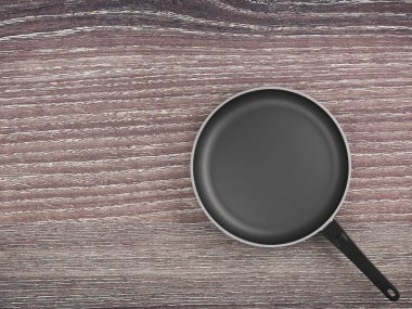 Tablo arka plan üzerinde Üstten Görünüm boş tava