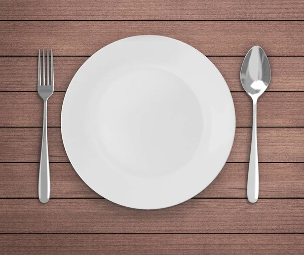 Üstten Görünüm boş tabak üzerinde tablo arka planı