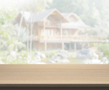 Top masa ve bina, arka plan bulanıklık