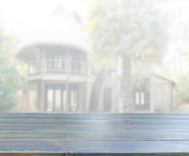 Top masa ve bina, arka plan bulanıklık