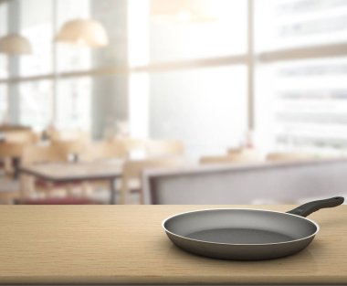 Arka plandaki masa üstü ve bulanık restoran