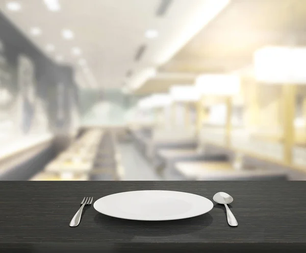 Table Top And Blur Restaurant Of Background — Stock Photo, Image