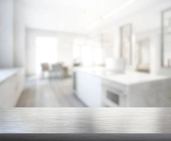 Tafelblad en Blur keuken kamer van achtergrond — Stockfoto