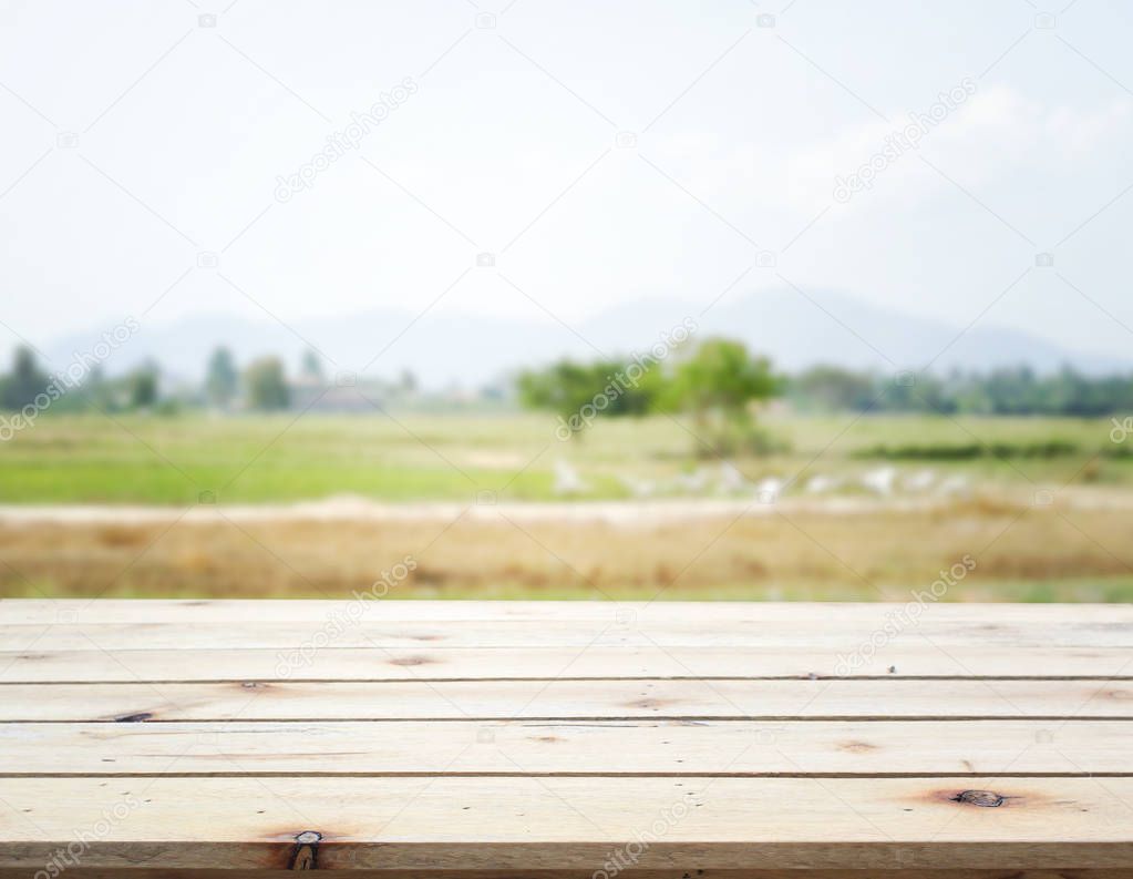 Table Top And Blur Nature Of Background