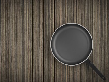 Tablo arka plan üzerinde Üstten Görünüm boş tava