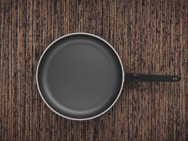 Tablo arka plan üzerinde Üstten Görünüm boş tava