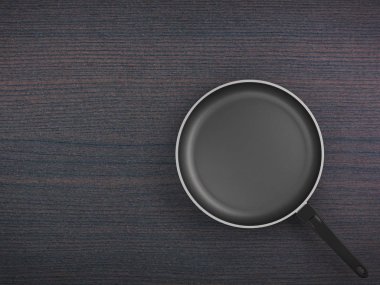 Tablo arka plan üzerinde Üstten Görünüm boş tava