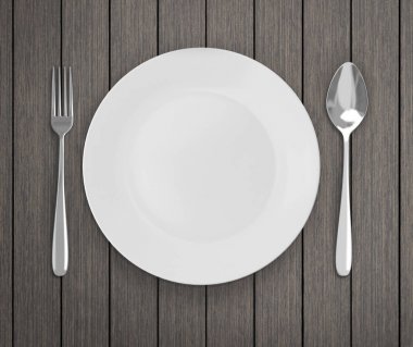 Üstten Görünüm boş tabak üzerinde tablo arka planı