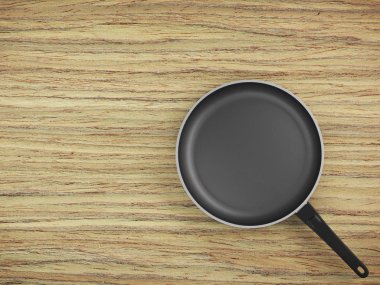 Tablo arka plan üzerinde Üstten Görünüm boş tava