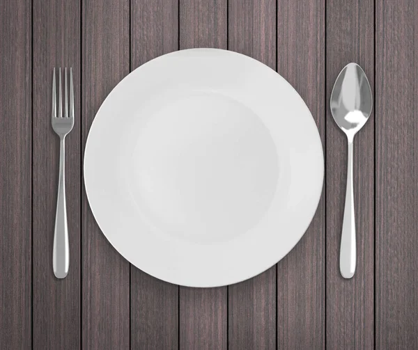 Üstten Görünüm boş tabak üzerinde tablo arka planı