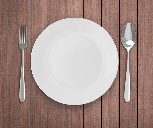 Üstten Görünüm boş tabak üzerinde tablo arka planı