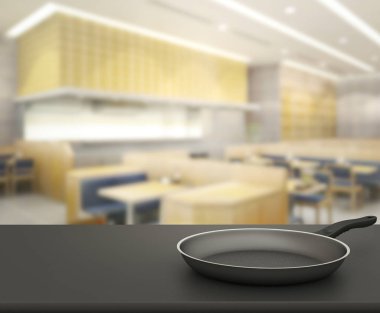 Arka plandaki masa üstü ve bulanık restoran