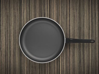 Tablo arka plan üzerinde Üstten Görünüm boş tava