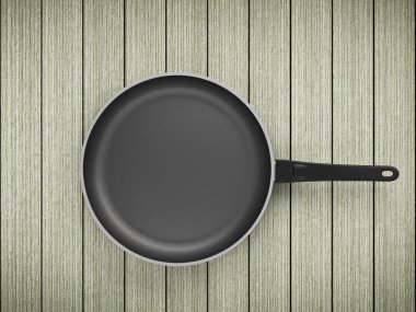 Tablo arka plan üzerinde Üstten Görünüm boş tava