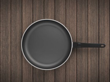 Tablo arka plan üzerinde Üstten Görünüm boş tava